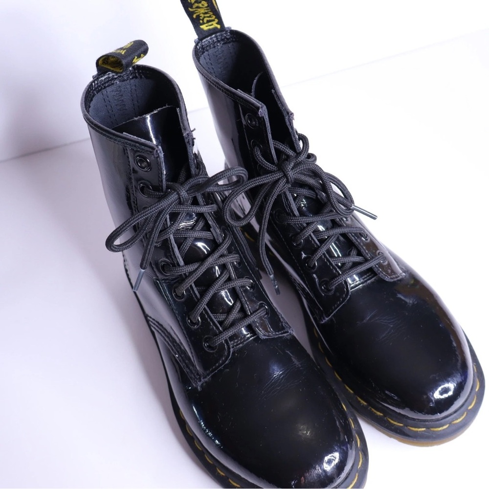 Dr. Martens 1640 Black Patent Combat Boots Lace Up Ankle Women’s Size 6.5 - Picture 4 of 9